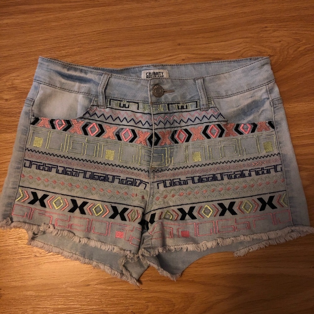 Celebrity pink jean shorts